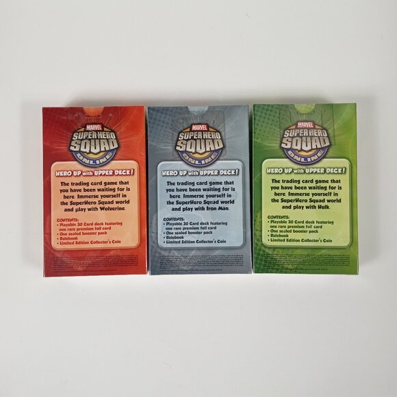 (3) Marvel Super Hero Squad TCG Intro Starter Box Hulk, Iron Man & Wolverine - Picture 2 of 2